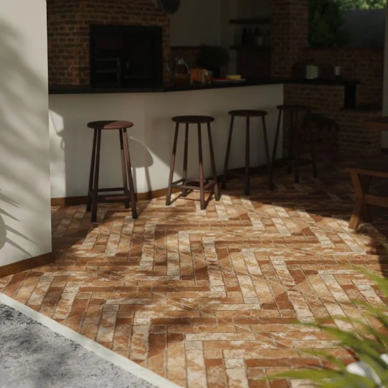 PISO 58X58CM ESMALTADO TIJOLO VPC58013 CAIXA 2 35M² (7 PEÇAS) - VIVA