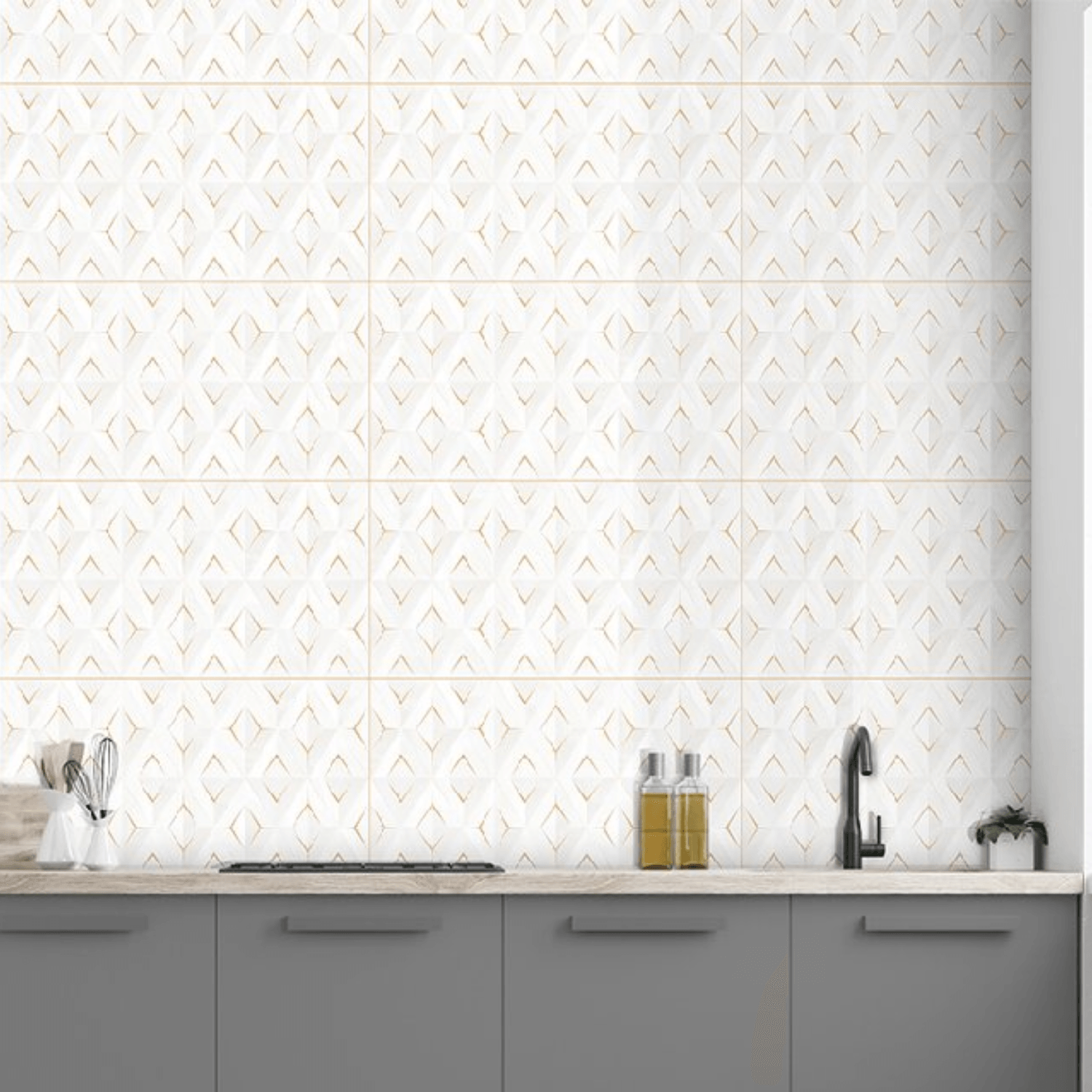 PISO / REVESTIMENTO HD 40X75CM RETIFICADO POLIDO DECOR LOSANGO BEGE PR4011 - B1A  EXTRA (CX 3M2 , 10PC ) COD. 794983 - ROCHAPRIME  VICTORIA GRES