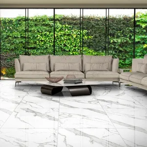 PISO HD 70X70CM RETIFICADO POLIDO BRANCO MARMO CAIXA 3,43 M² (7 PEÇAS) - ROCHAPRIME  VICTORIA GRES